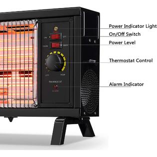 ADS11442 Homeleader ETL Portable Radiant Heater, 1250W/1500W Indoor Space  Heater, Rapid Heating with Adjustable Thermostat