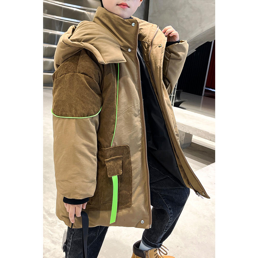 KettyMore Kids Boys Stylish Designed High Neck Attached Hood Durable Zip Closure Winter Padded Jacket