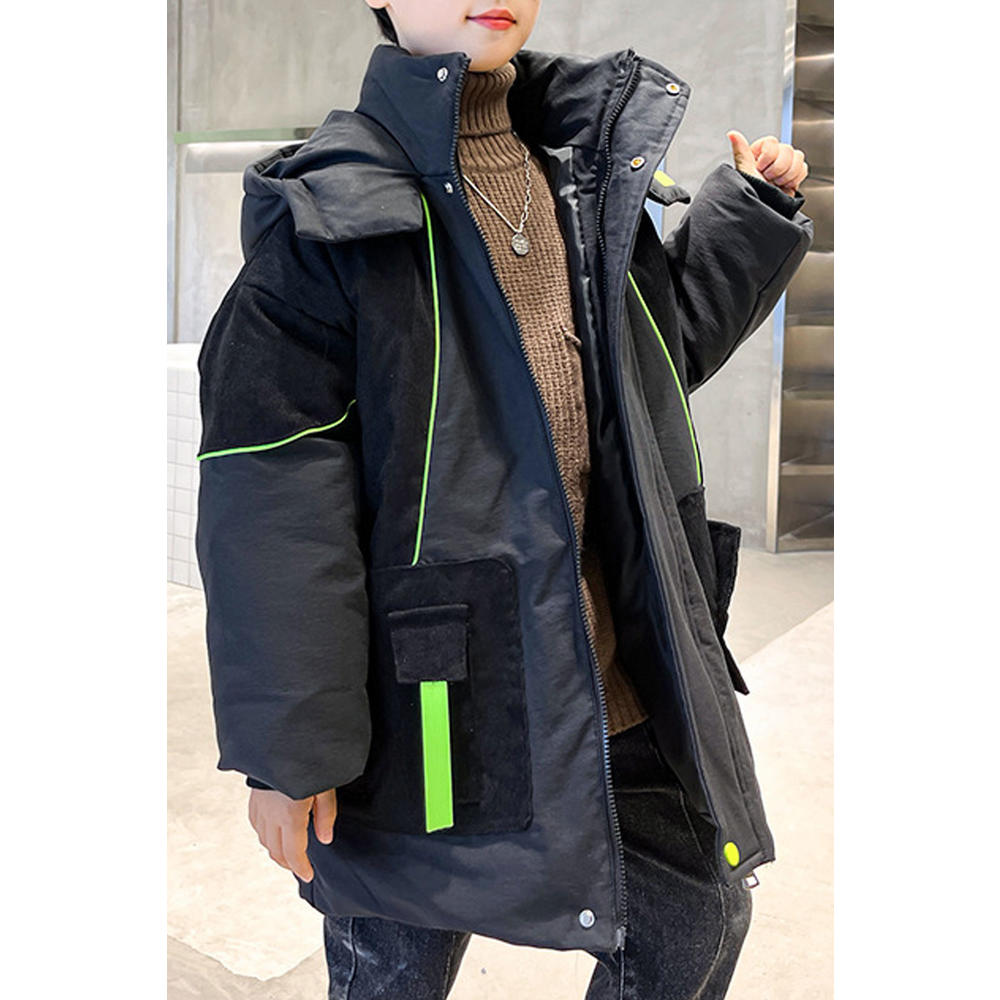 KettyMore Kids Boys Stylish Designed High Neck Attached Hood Durable Zip Closure Winter Padded Jacket