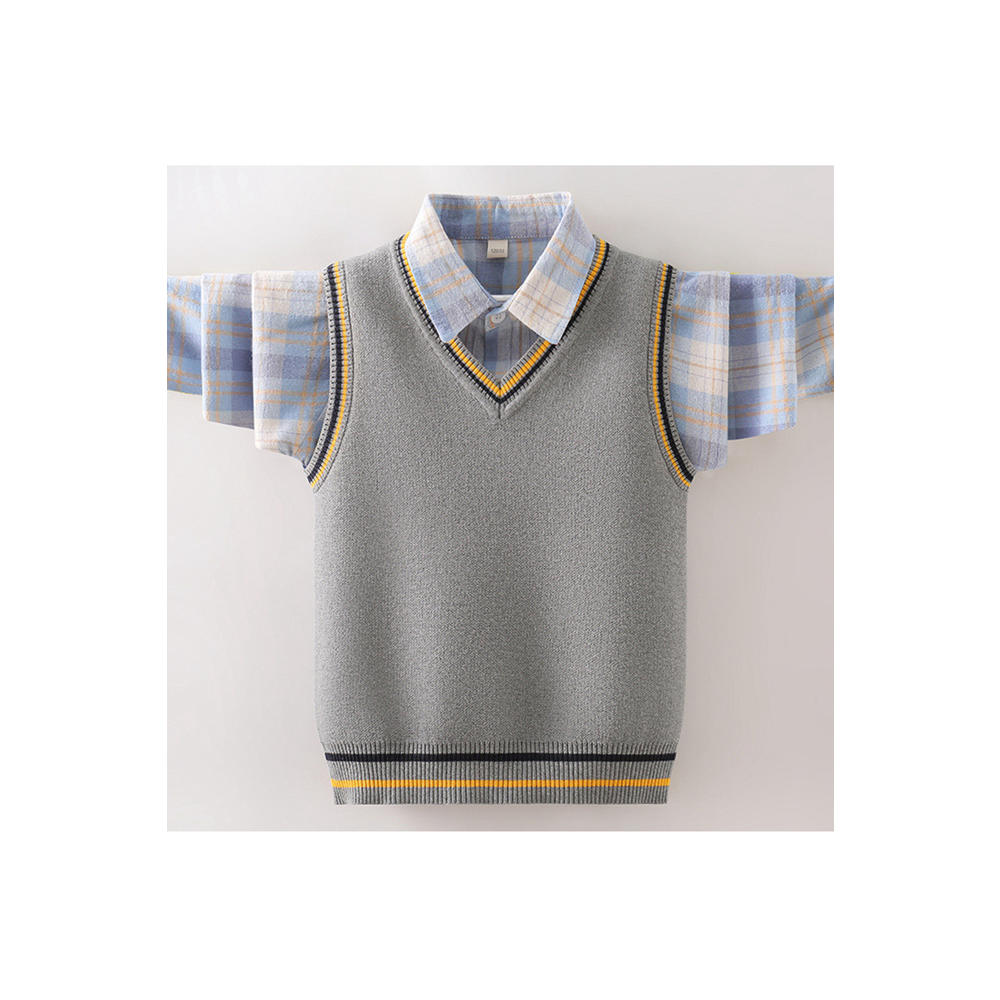 Ketty More "Kids Boys Sweater Shirt Collar Fake Two-Piece Sweater "