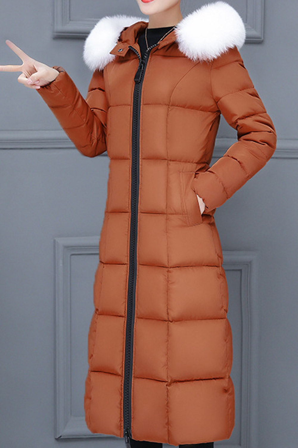 Ketty More Women Fashionic Solid Pattern Hooded Neck Side Pockets Modern Winter Padded Jacket