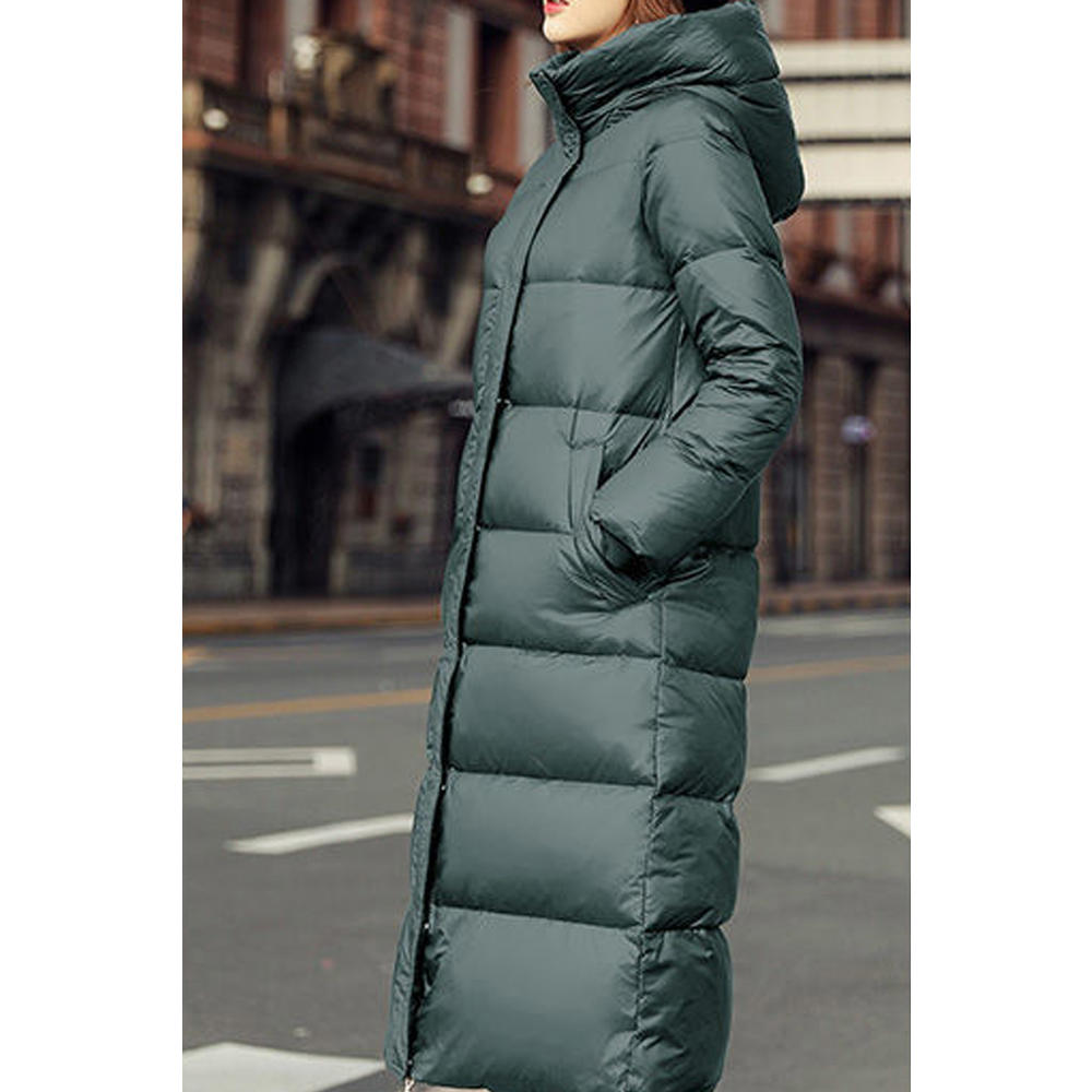 Ketty More Women Below he Knee Length Hooded Neck Zipper Closure Restful Winter Warm Padded Jacket