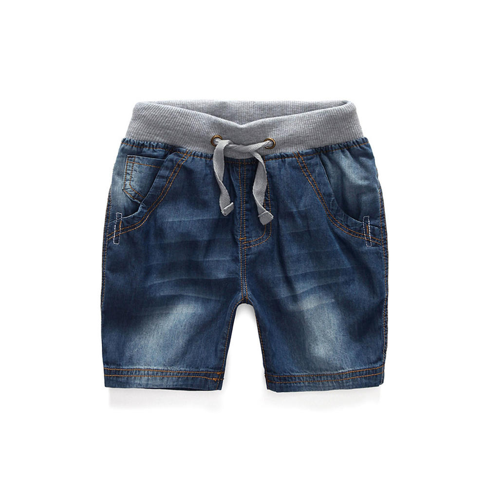 Ketty More Kids Boys New Fashion High Waist Elastic Belt Solid Color Summer Casual Trendy Five-Point Pants Denim Shorts