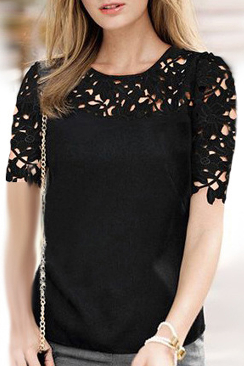 black lace tops for evening wear