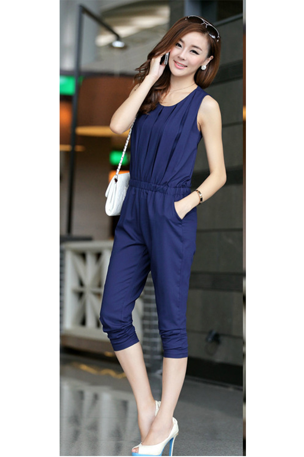 navy chiffon jumpsuit