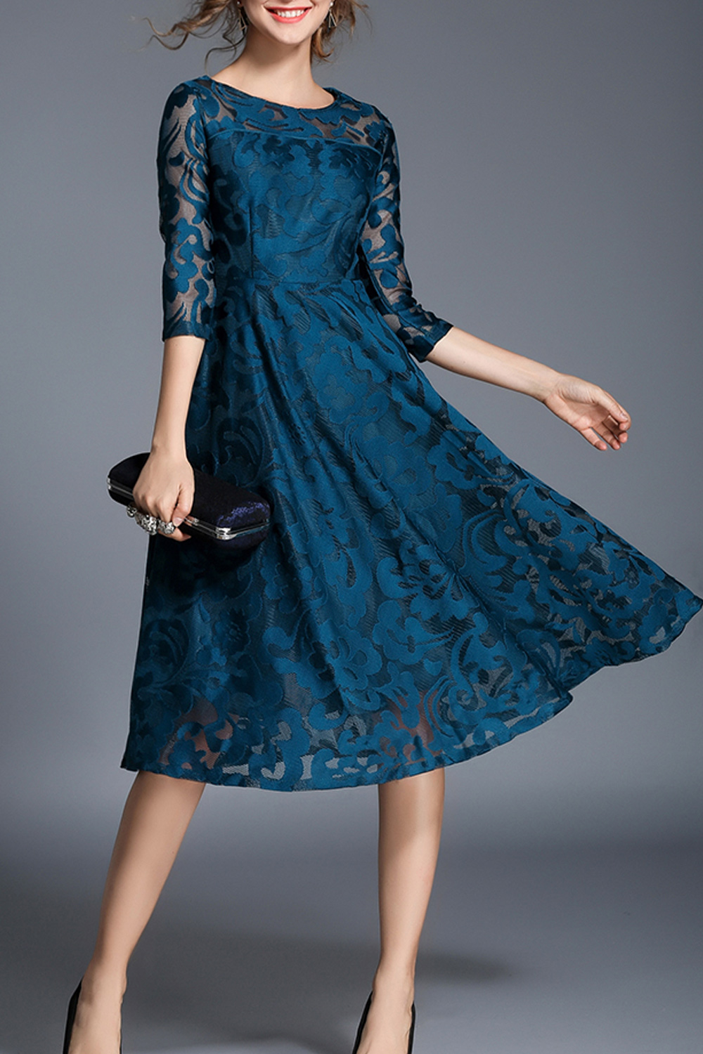 teal a line dress