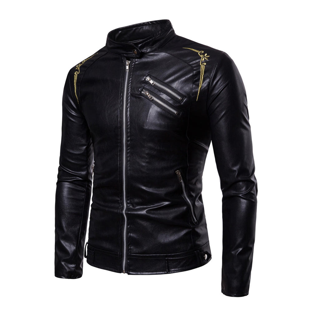 ZaraBeez Men Embroided Thick Motorcycle All Comfort Warm Jacket