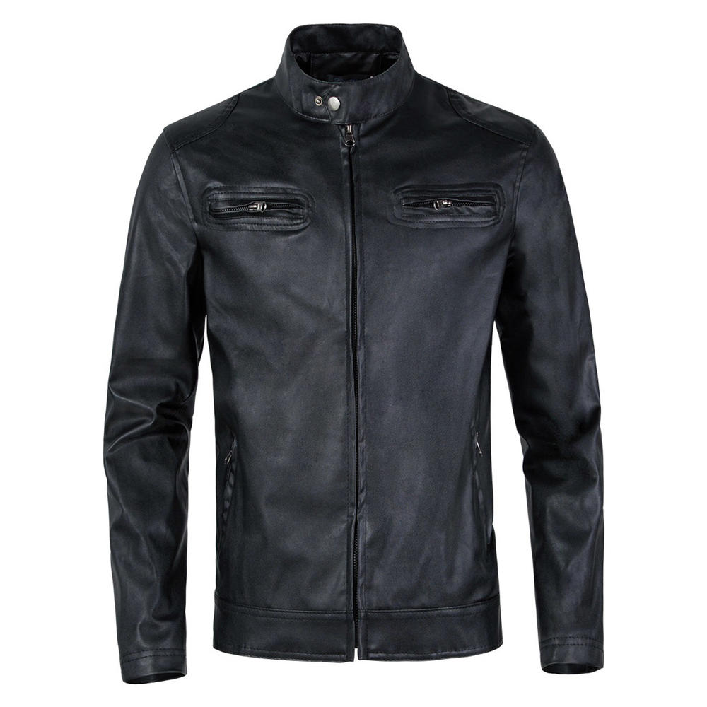 Jhon Peters Men Slim Sleeve Thick Warm Leather Jacket