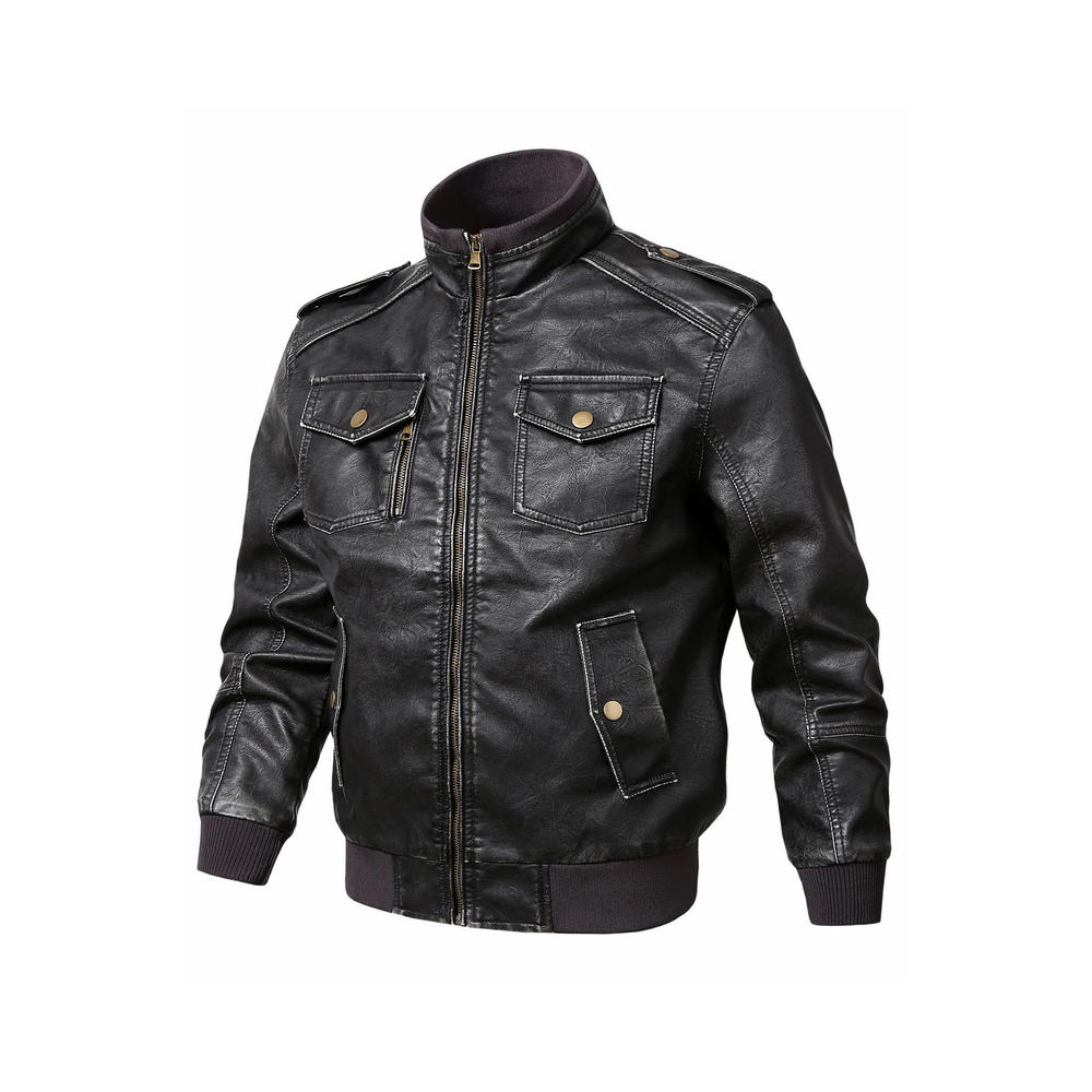 Jhon Peters Men Classy Bomber Style Flap Pocket Leather Jacket
