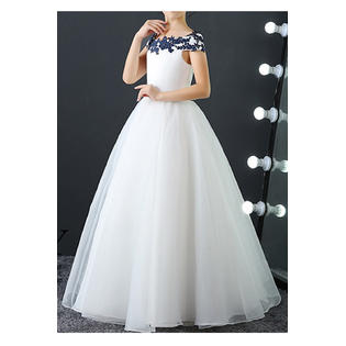 Jhon Peters Kid Girl Beautiful Flower Off Shoulder Princess Style Evening Dress, White