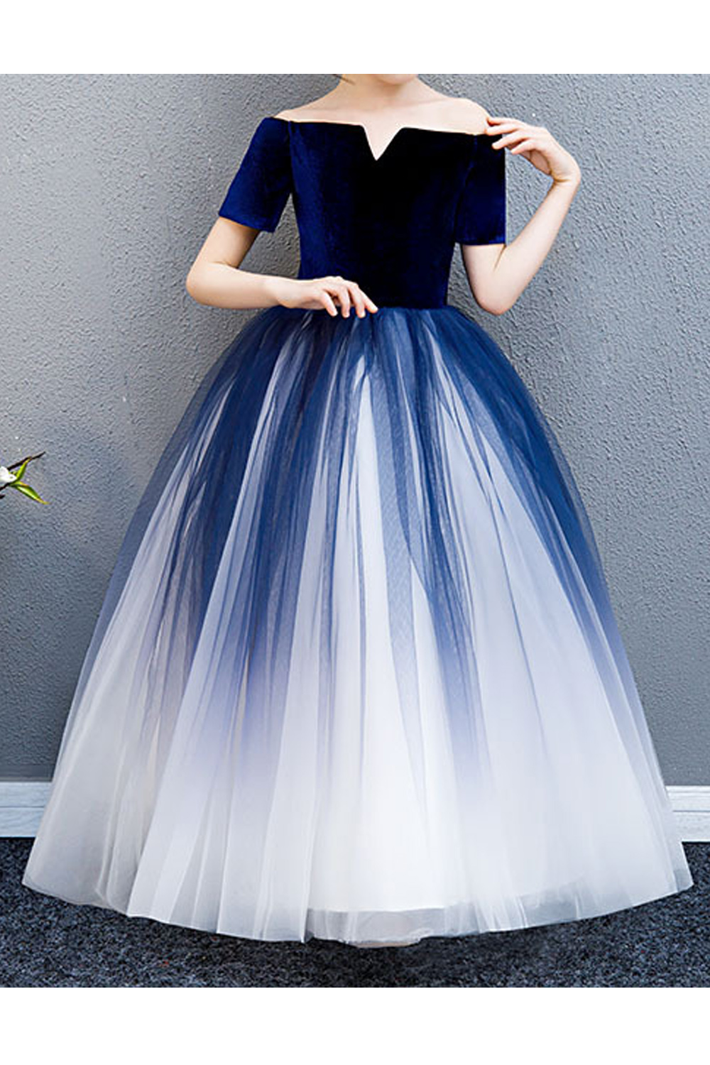 half shoulder long frock