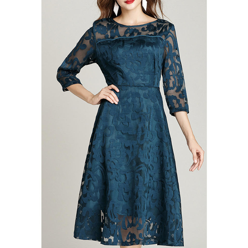 ZaraBeez Women Flower Lace Long Sleeve Fashion Dress
