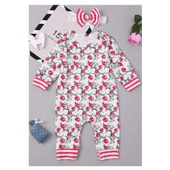 Jhon Peters Baby Girls Floral Snap Closure Long Sleeve Casual Romper