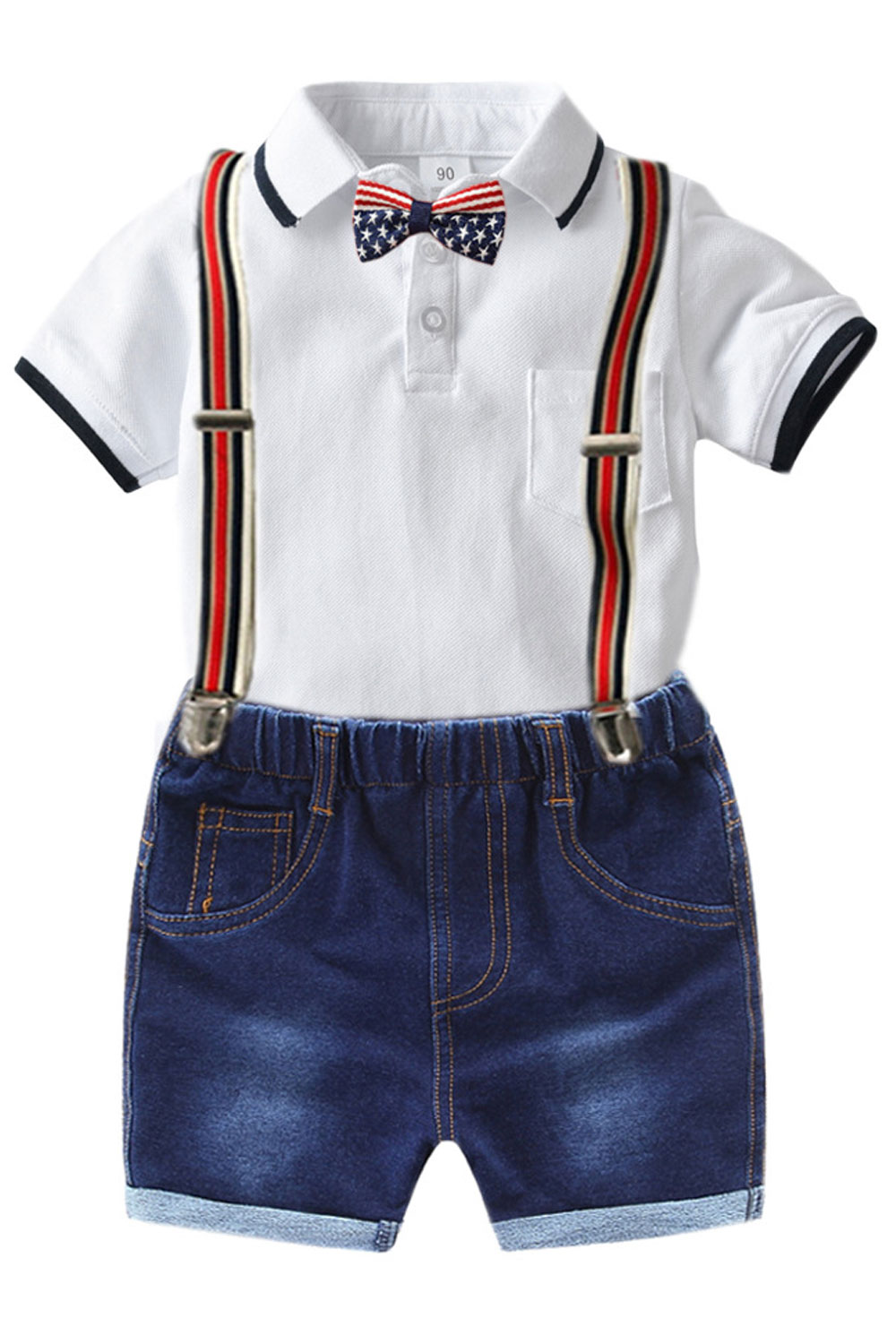 baby boy denim shorts with suspenders