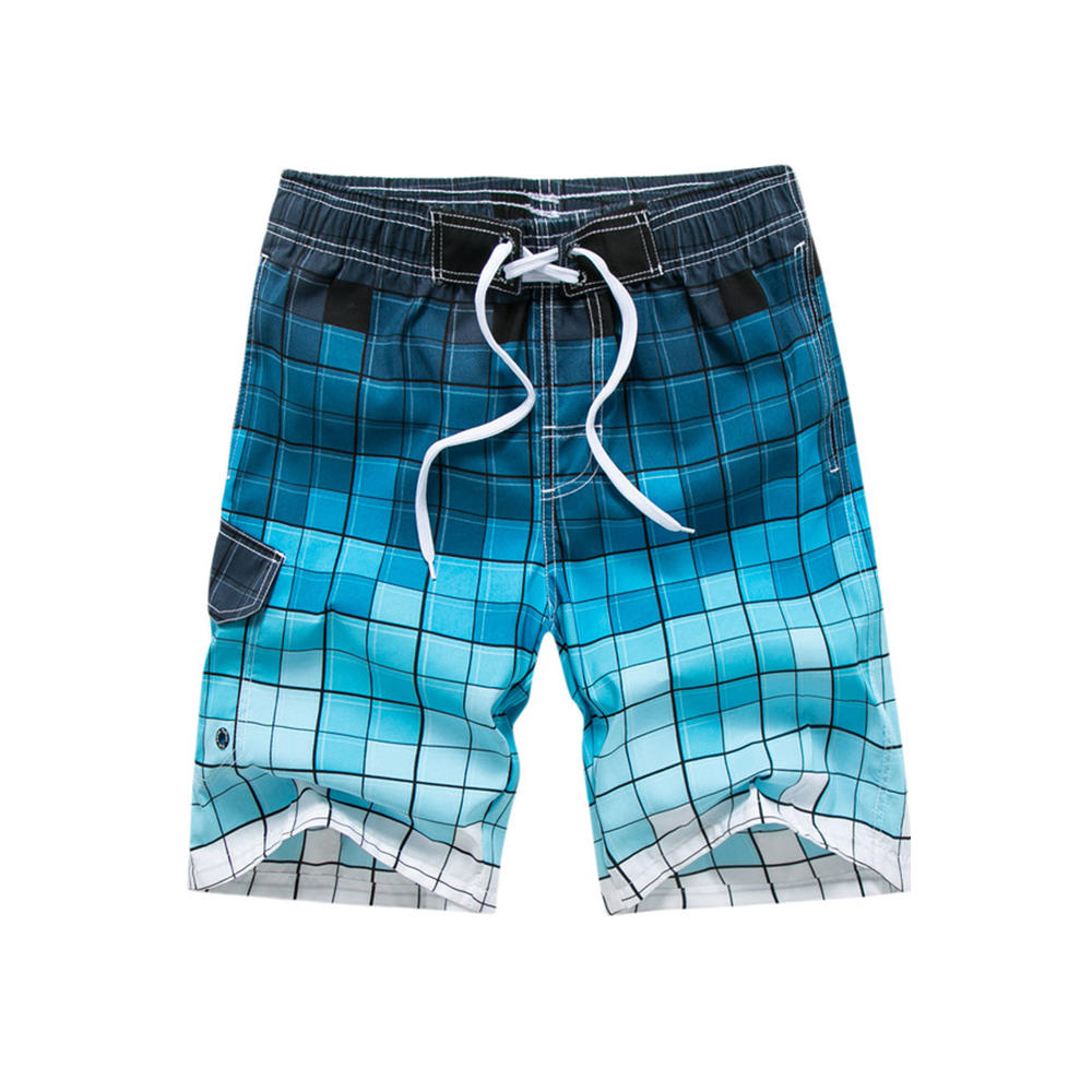 ZaraBeez Men Stylish Plaid Pattern Drawcord Waist Swimwear Short