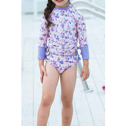 ZaraBeez Toddler Girls Two Piece Floral Pattern Long Sleeve Cute Swimsuit