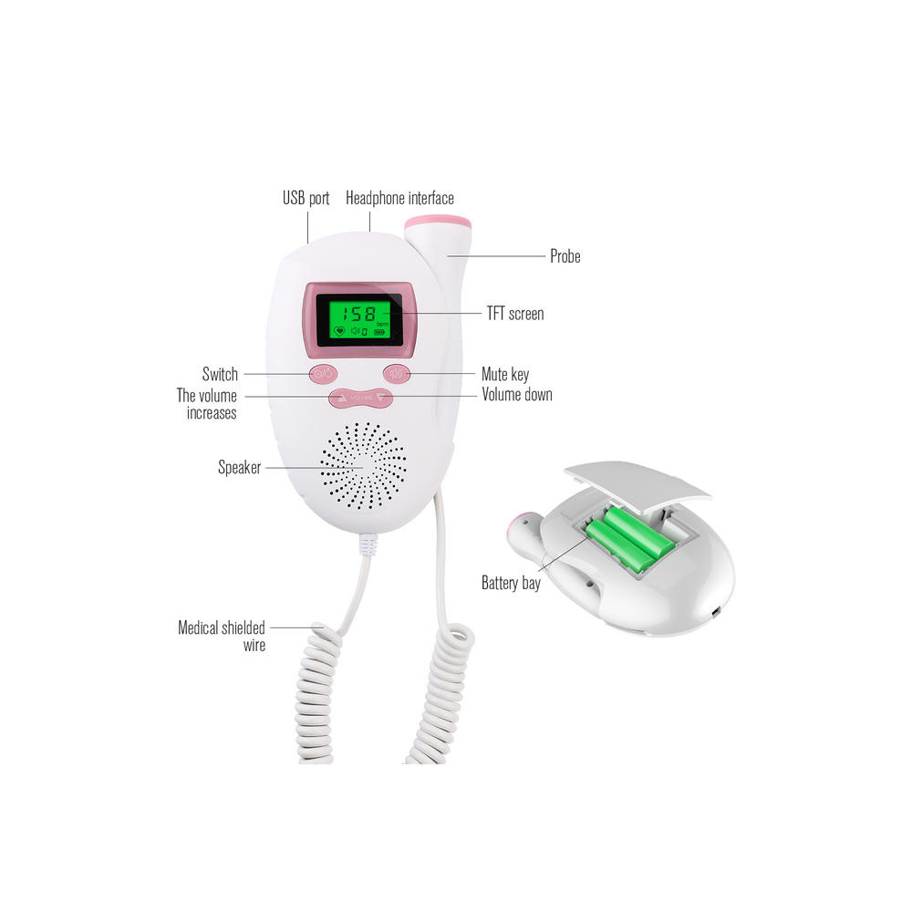 Jhon Peter Baby Care LCD Display Ultrasonic Fetal Doppler Monitor