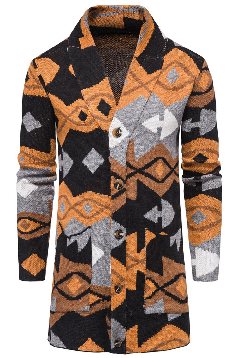 long printed cardigan