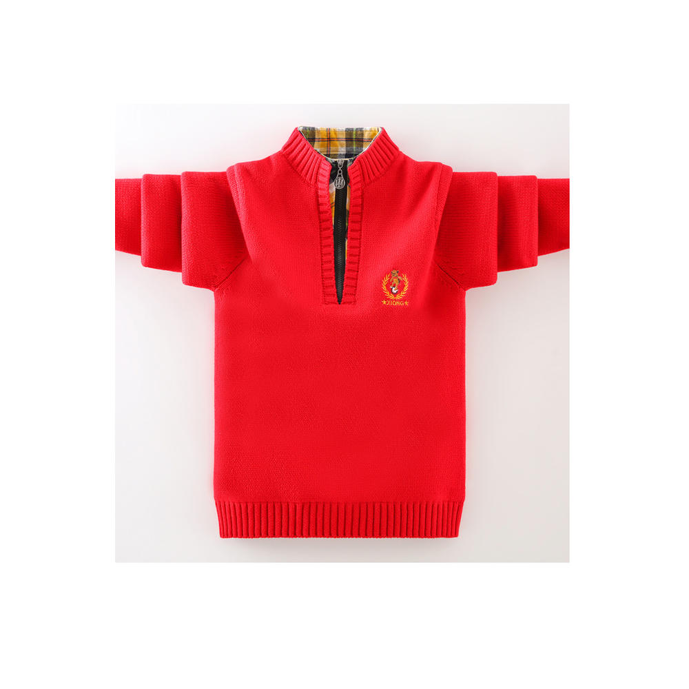 Jhon Peters Kids Boys Small Zipper Closure Long Sleeve Solid Pattern Sweater Cardigan