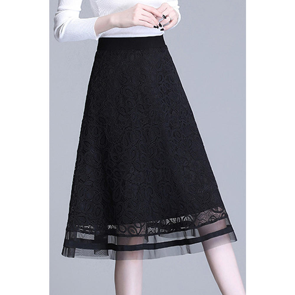 Tom Carry Women Thin Summer Breathable A-Line Solid Colored Skirt
