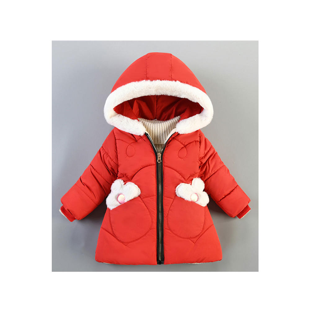 Jhon Peters Toddler Girls Beautiful Solid Pattern Warm Long Sleeve Easy Zip Up Padded Jacket