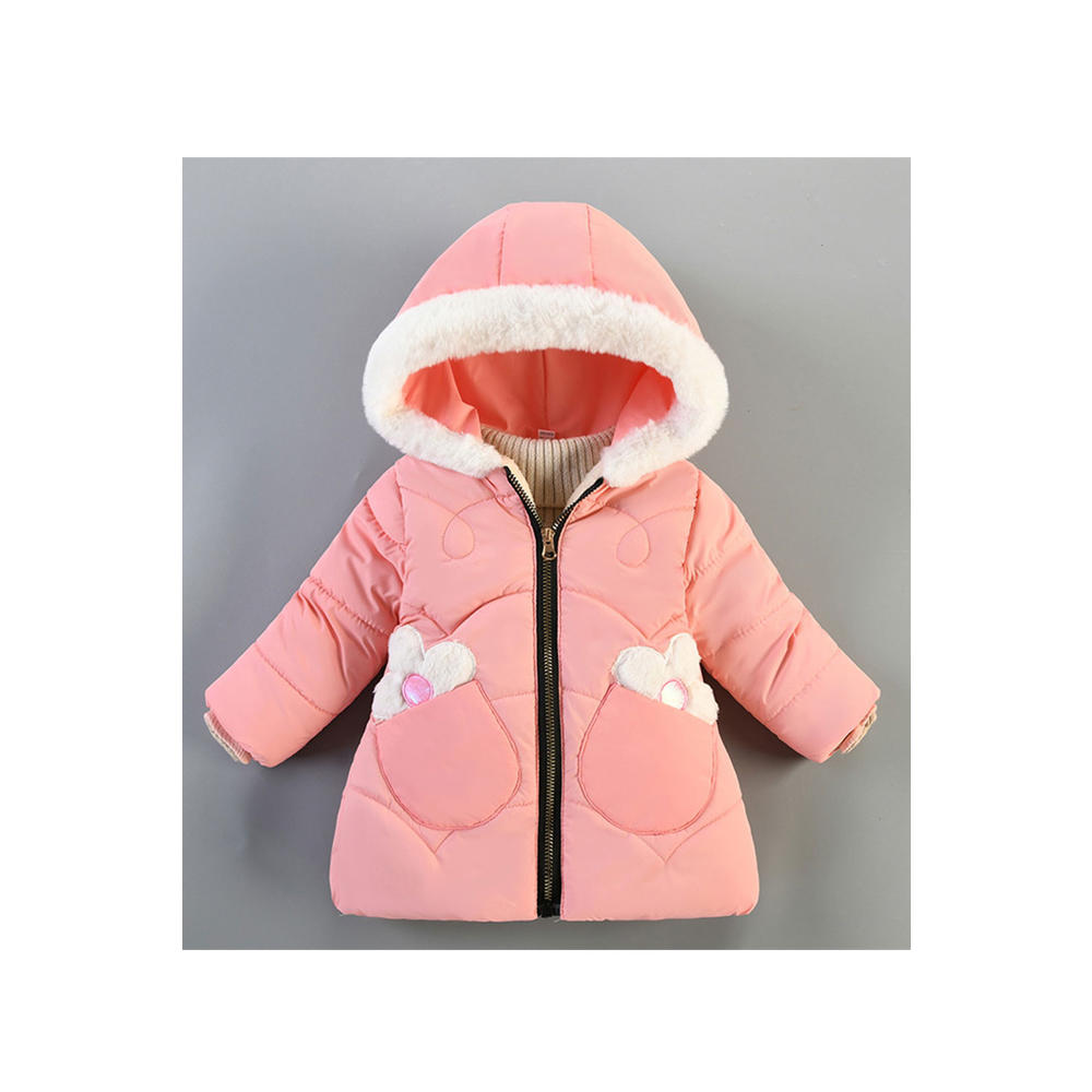 Jhon Peters Toddler Girls Beautiful Solid Pattern Warm Long Sleeve Easy Zip Up Padded Jacket