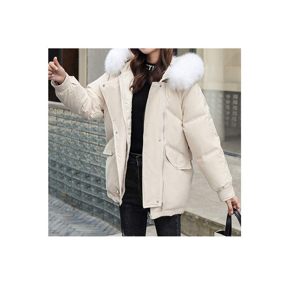 Jhon Peters Women Splendid Solid Colored Zipper Closure Cozy Long Sleeve Winter Fur Hat Neck Winter Casual Padded Jacket