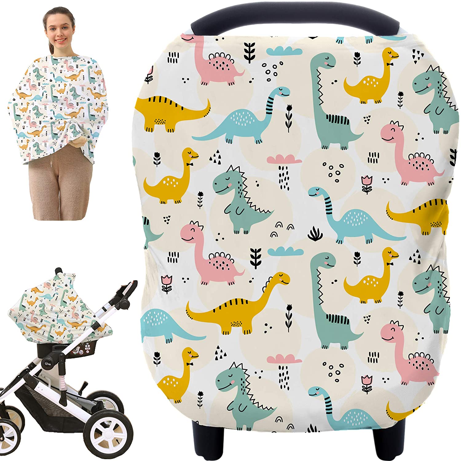 Baby Car Seat Cover Breastfeeding Multi-Use Canopy Nursing for Infant Stretchy 