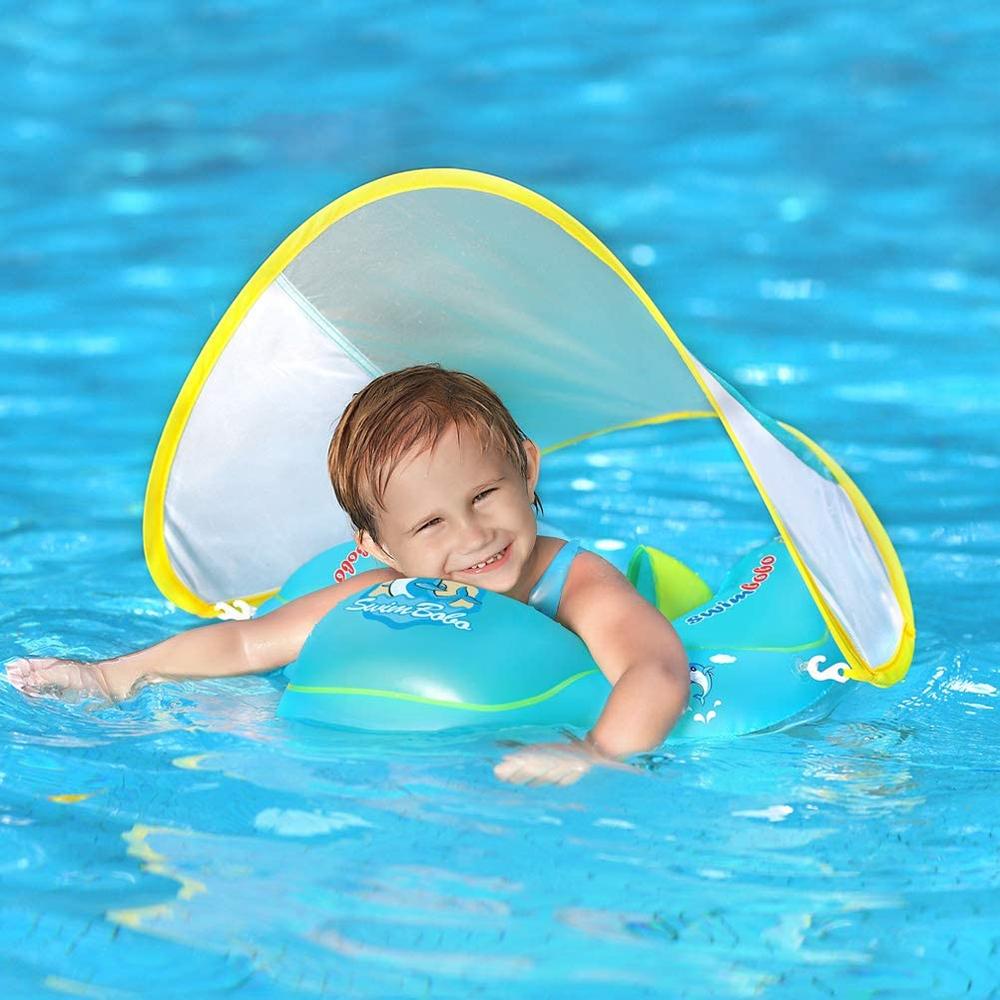 swimbobo Baby Swim Float Kids Inflatable Swimming Ring with Safety Support Bottom Swimming Pool Accessories for 3-36 Months