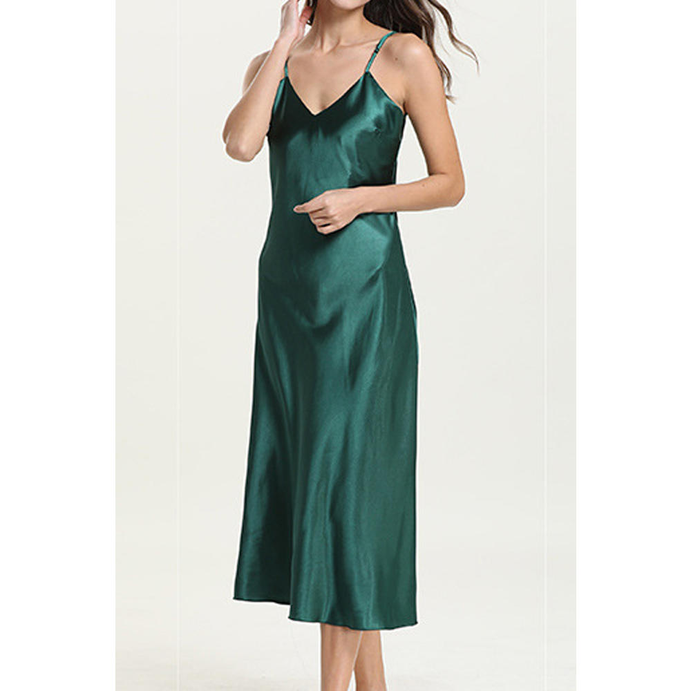 Jhon Peters Women Straped Neck Trendy Solid Colored Sleeveless Styled Mid-Length Lovely Sleeping Dress