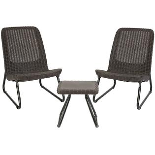 Keter AZDSZB2125 Resin Wicker Patio Furniture Set with Side Table and