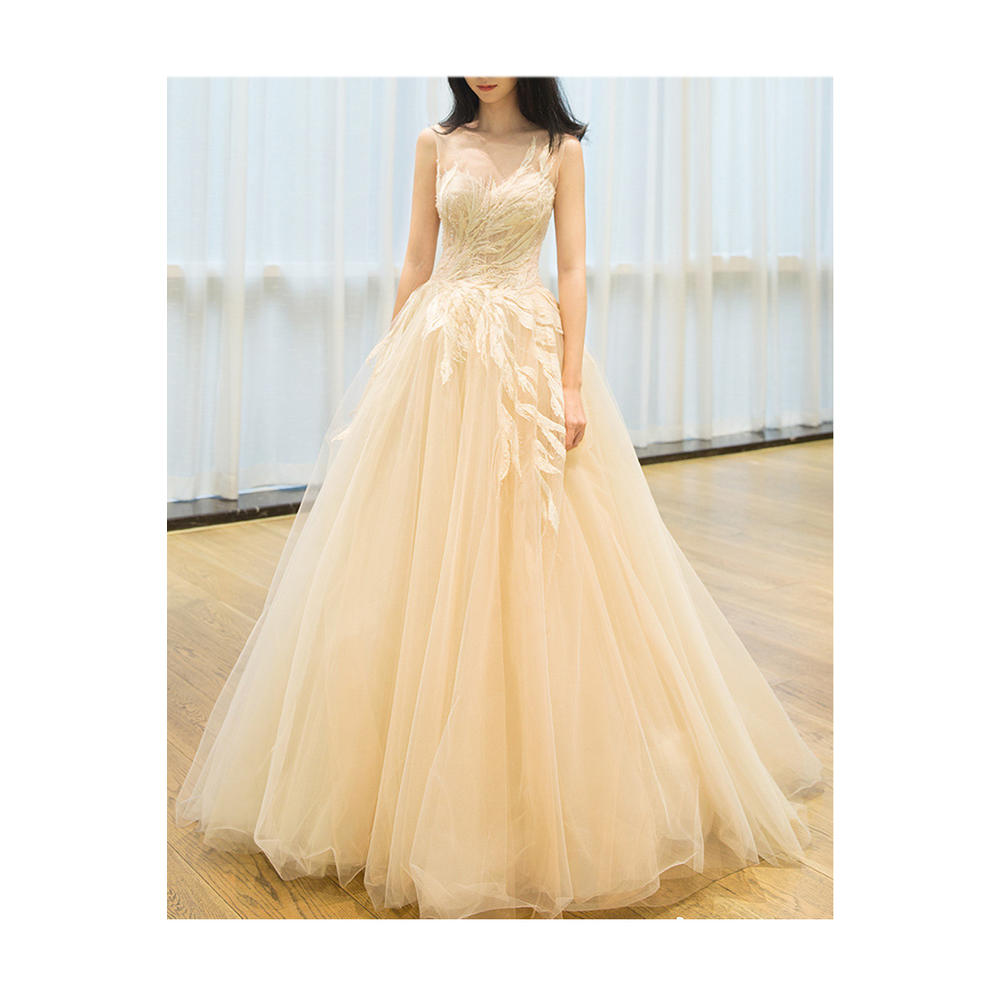 Jhon Peters Women Fashionable Sleeveless Style Thin Breathable Wedding Dress