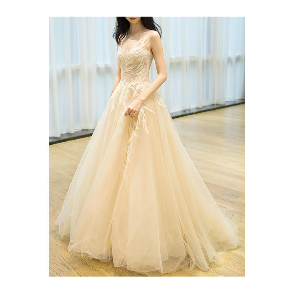 Jhon Peters Women Fashionable Sleeveless Style Thin Breathable Wedding Dress
