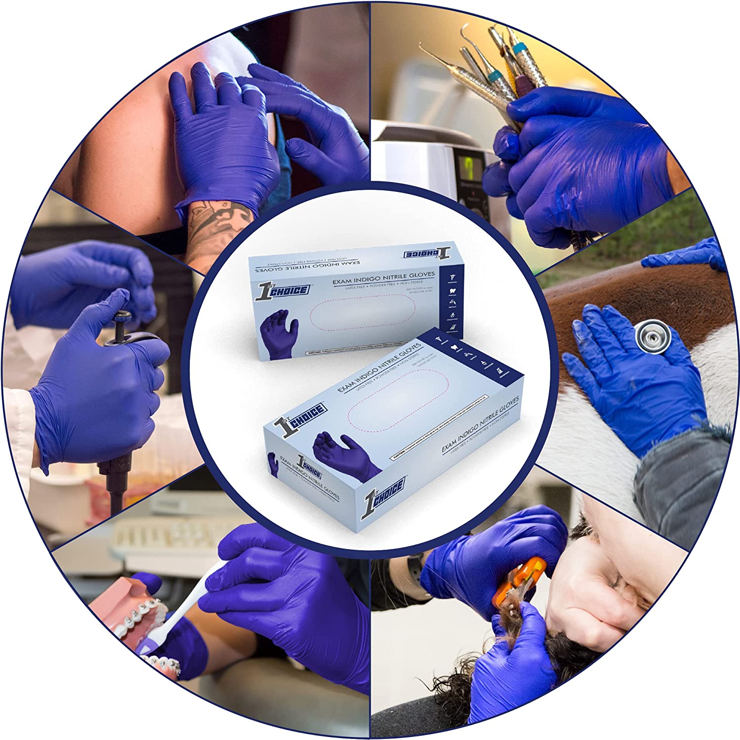 1st choice exam indigo nitrile gloves