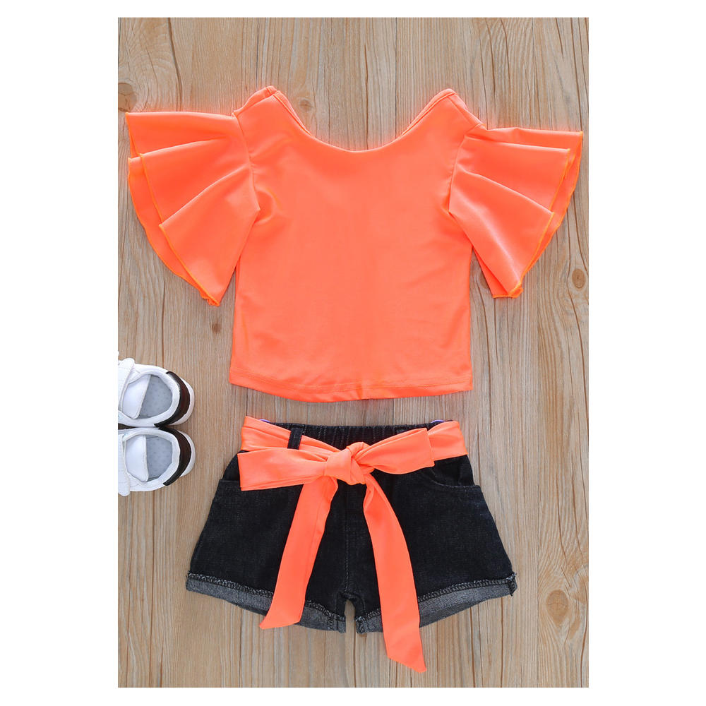 Jhon Peters Baby Girls Solid Colored Elastic Waist Superb Soft Cotton Short Sleeve Outfit Set