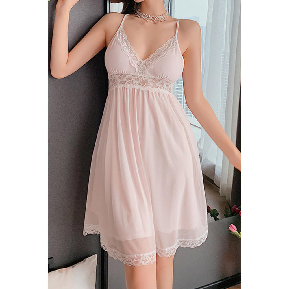 Jhon Peters Women Durable Straped Shoulder High Waist Superb Solid Colored Above Knee Breathable Sleeveless Sleeping Dress