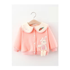 Jhon Peters Baby & Toddler Girls Beautiful Cartoon Pattern Ribbed Cuff Easy Button Closure Thick Winter Cardigan Sweater
