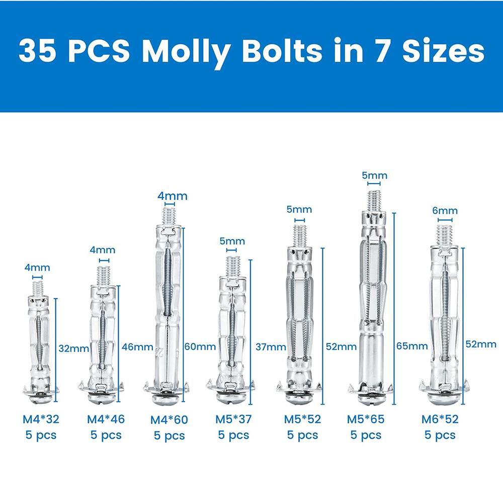 AKKTOL Hollow Plaster Wall Drywall Anchor Setting Tool with 35 PCS