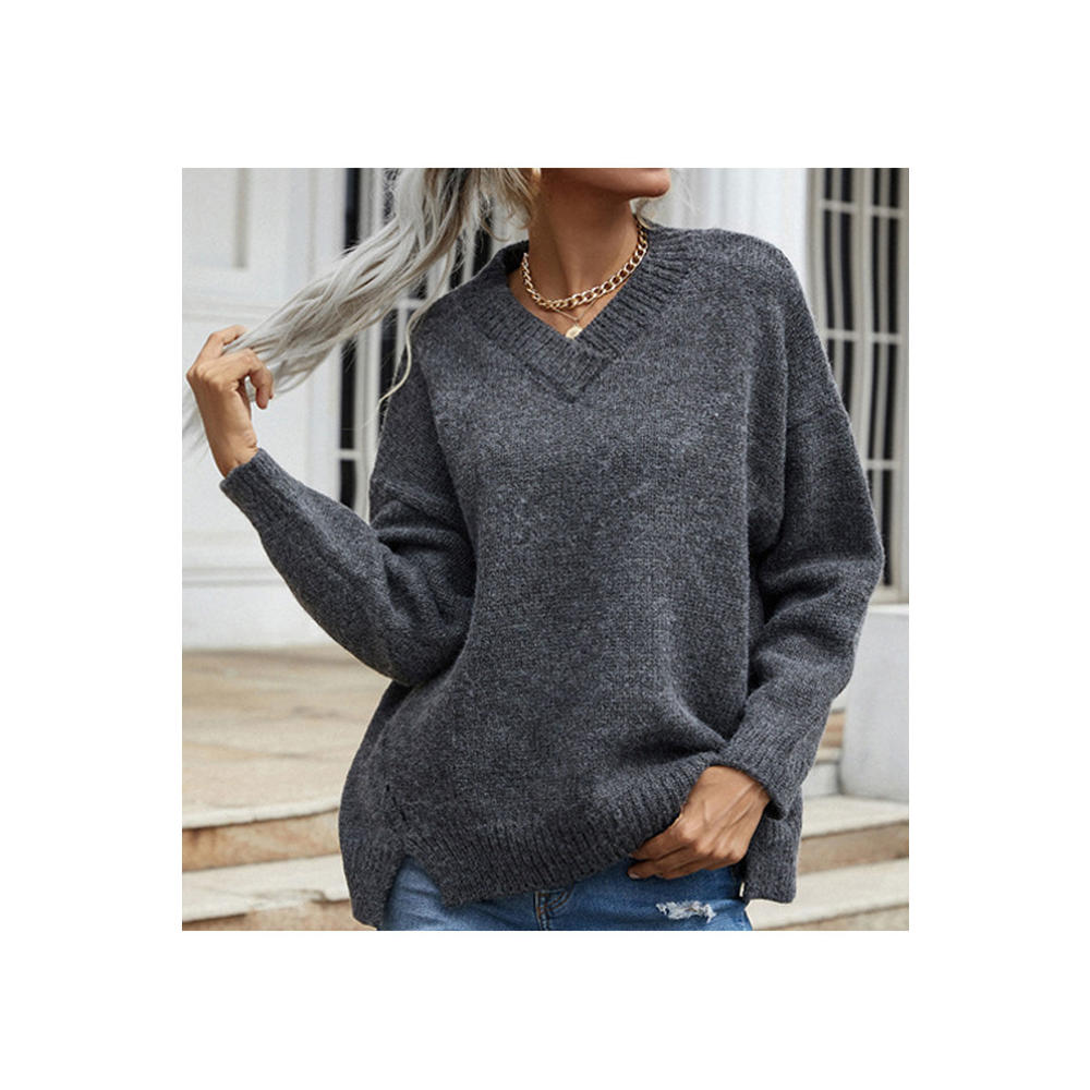 Jhon Peters Women Thick & Comfortable Long Sleeve Easy V-Neck Beautiful Solid Colored Pullover Casual Sweater