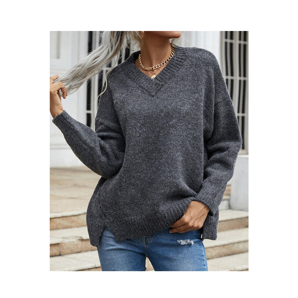 Jhon Peters Women Thick & Comfortable Long Sleeve Easy V-Neck Beautiful Solid Colored Pullover Casual Sweater