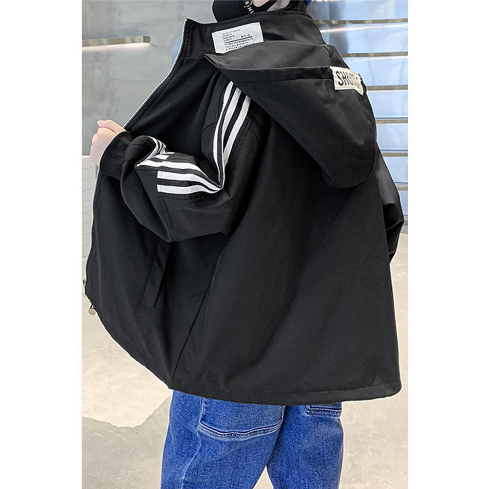 Jhon Peters Kids Boys Modern Loose Style Zip Closure Hooded Neck Side Pockets Winter Windbreaker Jacket
