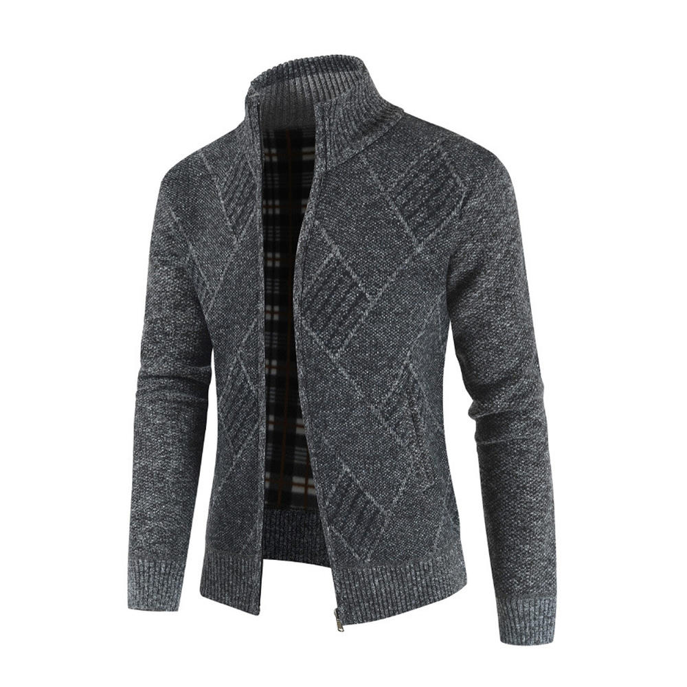 ZaraBeez Men Elegent Printed Pattern Windproof Long Sleeve Easy Zipper Styled Stand Up Collar Weekend Cardigan