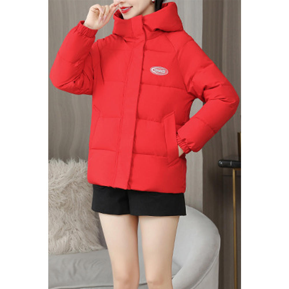 Yazona Women Solid Pattern Adjustable Cuff Zipper Closure Comfy Hood ...