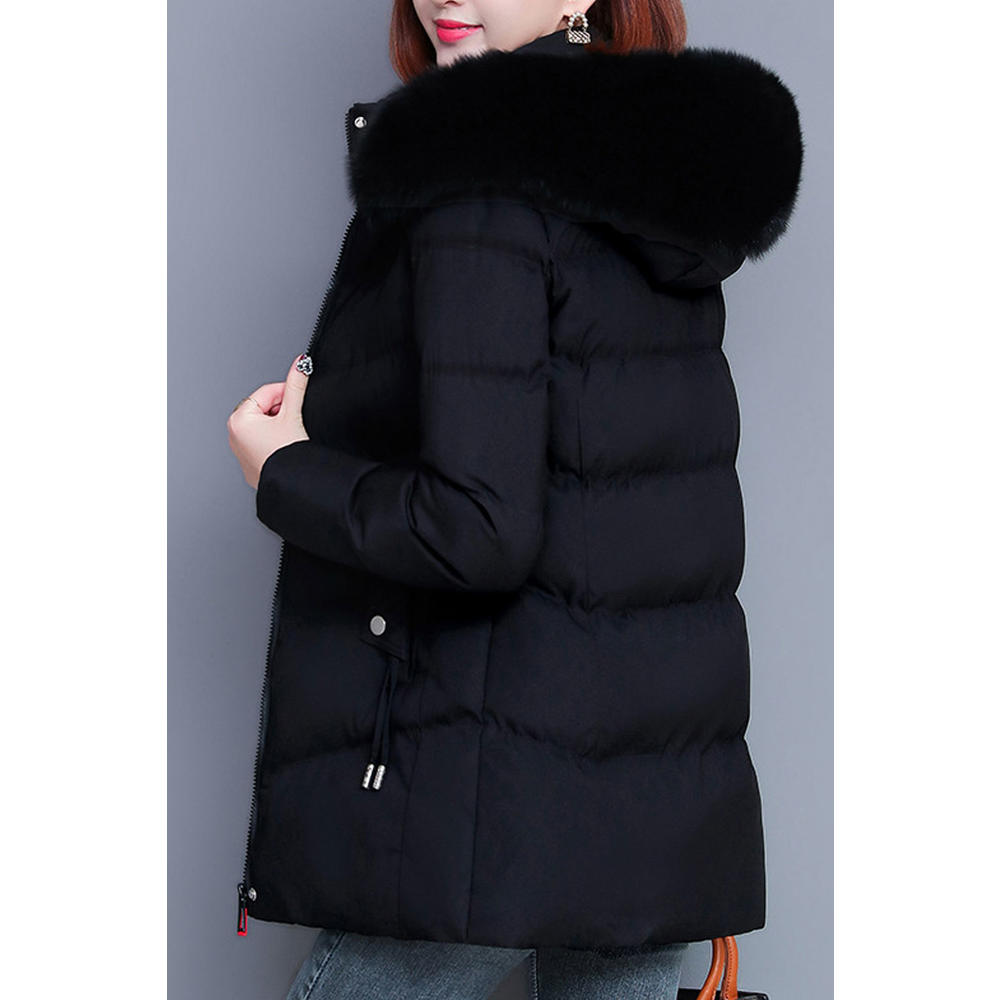 Jhon Peters Women Fantastic Cozy Hooded Neck Drawstring Side Pocket & Front Zip Fastener Thick Soft Winter Padded Jacket