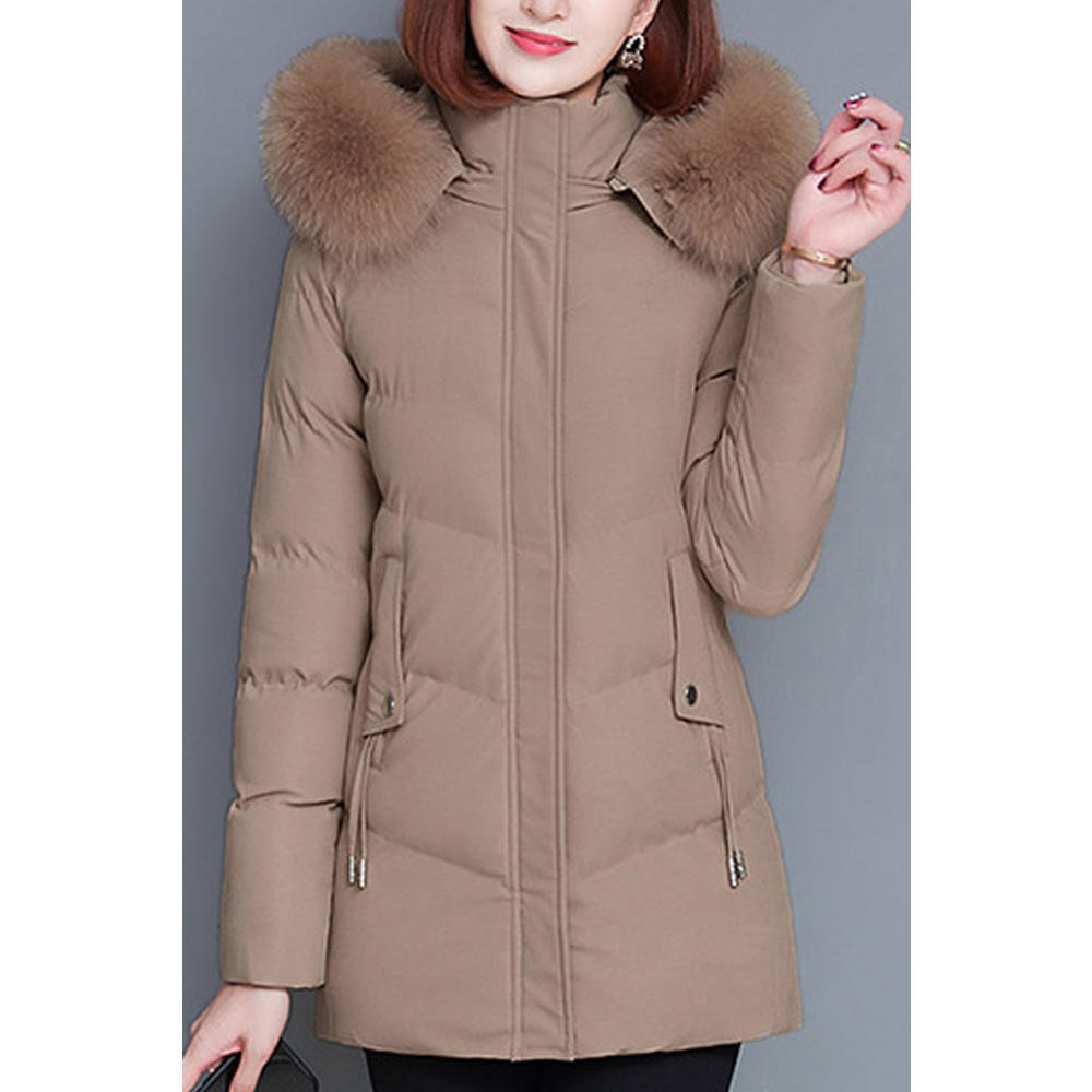 Jhon Peters Women Fantastic Cozy Hooded Neck Drawstring Side Pocket & Front Zip Fastener Thick Soft Winter Padded Jacket