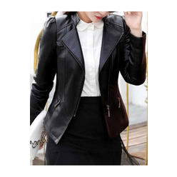 Jhon Peters Women Super Model Styled Lapel Collar Side Zippered Pocket & Cross Zip Fastener Dilute Winter Leather Jacket