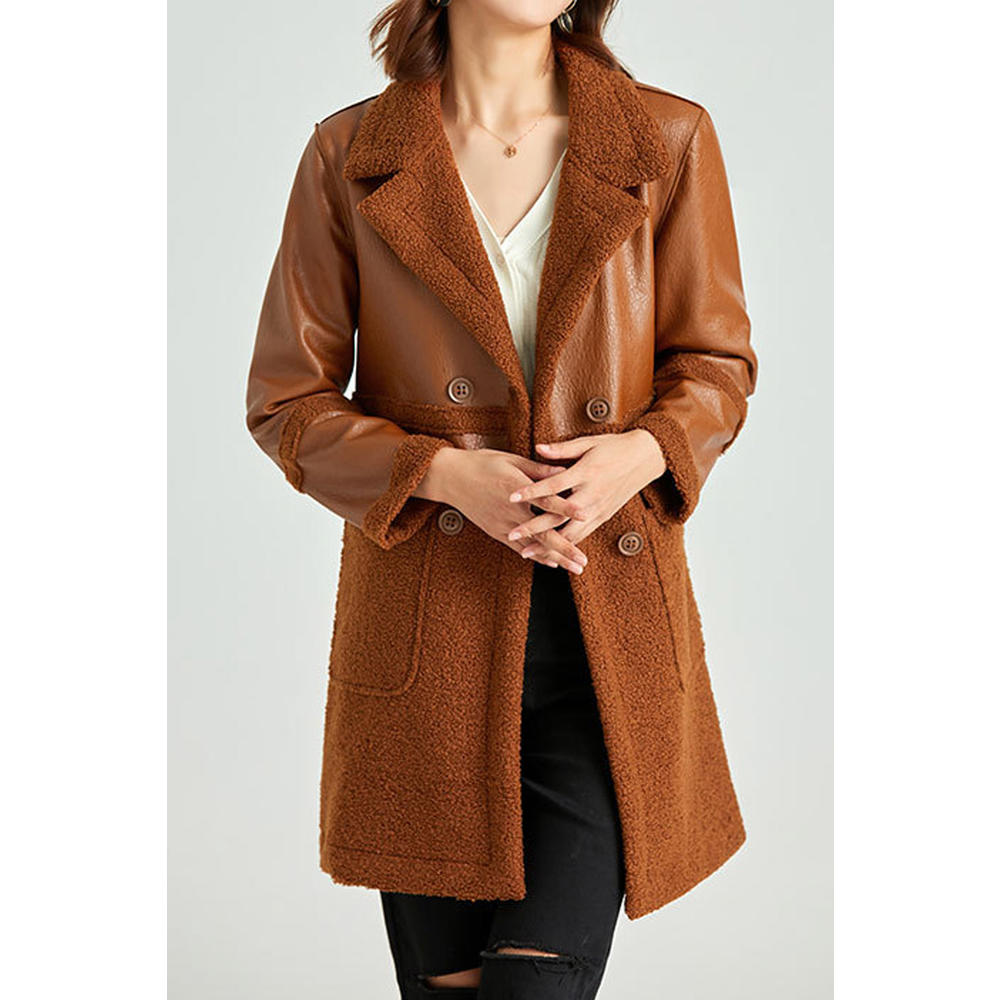 Jhon Peters Women Awesome Above The Knee Collar Neck Coat Style Fashionable & Comfortable Winter Leather Jacket