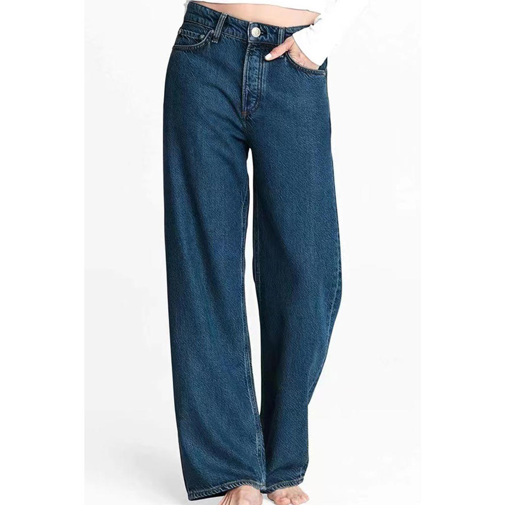 Jhon Peters Women Thin & Restful Button Closure High-Waist Trendy Solid Colored Wide-Legs Denim Jeans