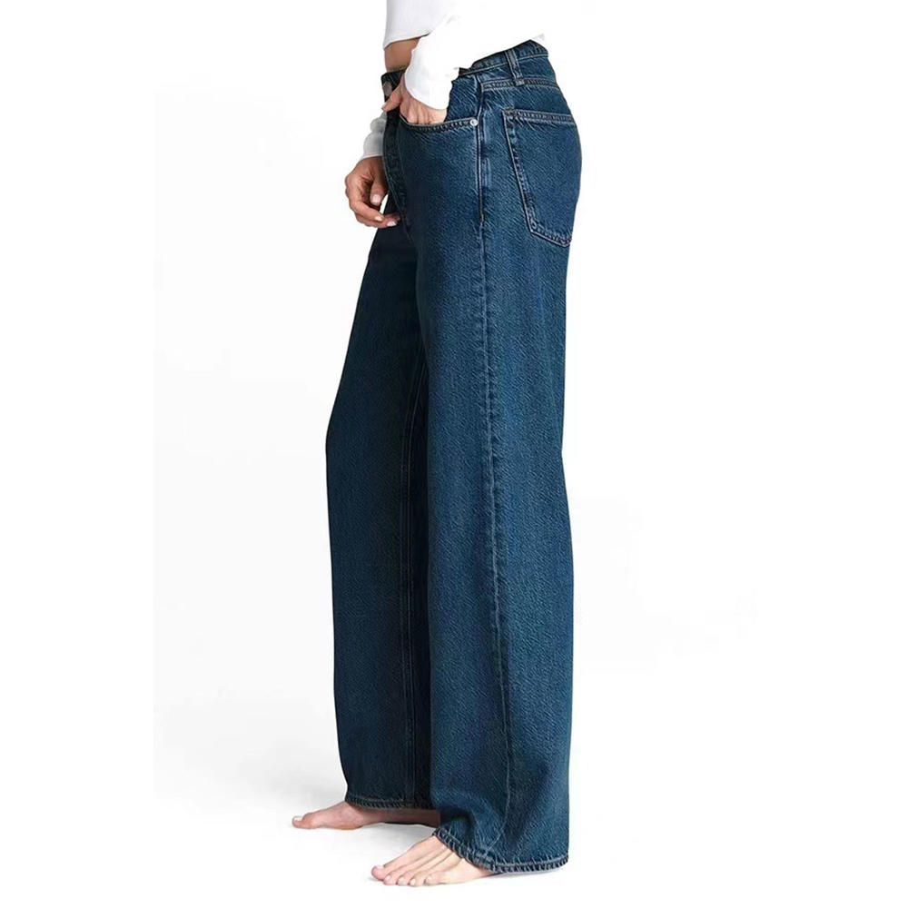 Jhon Peters Women Thin & Restful Button Closure High-Waist Trendy Solid Colored Wide-Legs Denim Jeans