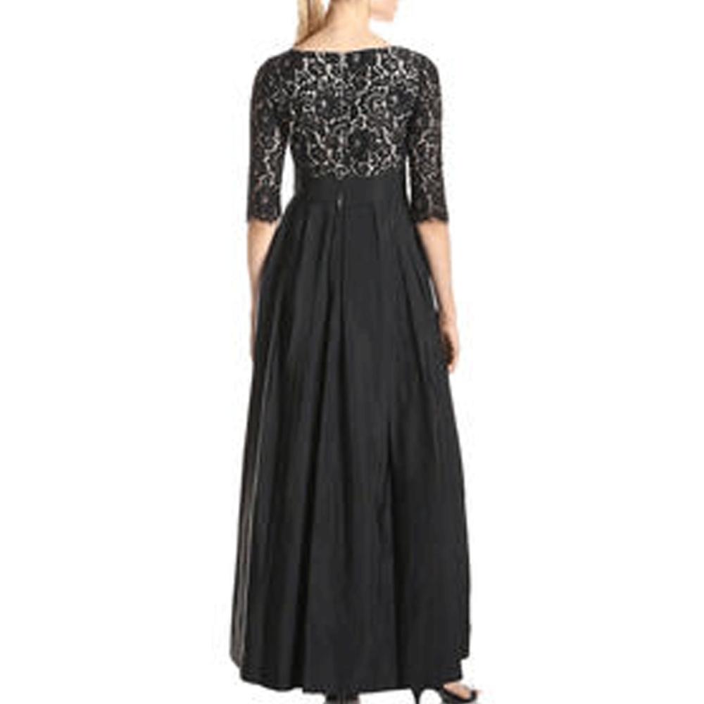 Jhon Peters Women Plus Size Lace Stitching Long Party Maxi Dress Black